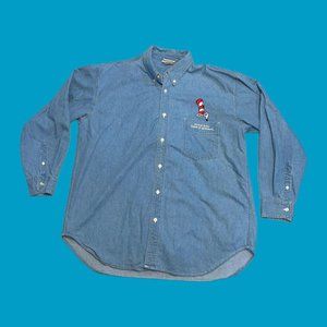 Vintage UNIVERSAL STUDIOS Mens Denim Shirt, 2XL, Dr. Seuss, Islands of Adventure
